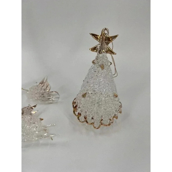 VINTAGE 8 Piece Clear Glass Spaghetti/Spun Glass Ornaments NATIVITY TREE ANGELS - Picture 2 of 12